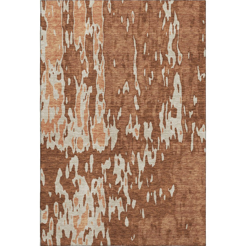 9' X 12' Rust Beige And Peach Abstract Washable Area Rug With UV Protection