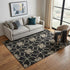 5' X 8' Black Khaki And Beige Geometric Washable Area Rug With UV Protection
