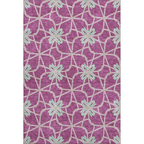 5' X 8' Blush Ivory And Beige Geometric Washable Area Rug With UV Protection