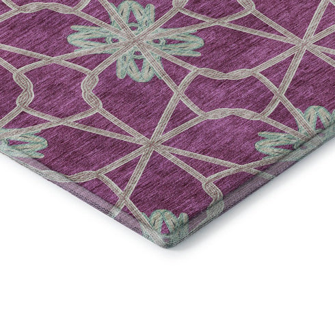 5' X 8' Blush Ivory And Beige Geometric Washable Area Rug With UV Protection