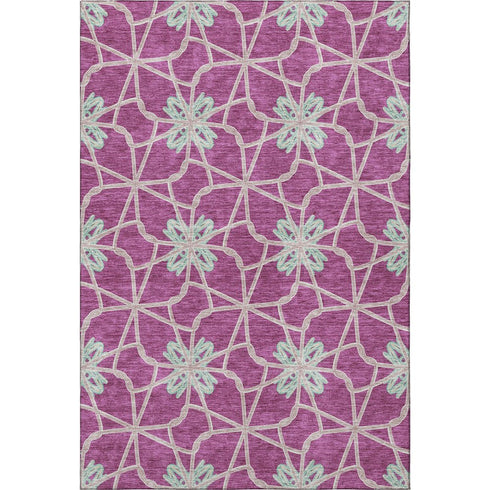 5' X 8' Blush Ivory And Beige Geometric Washable Area Rug With UV Protection
