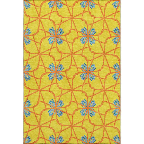 8' X 10' Yellow Blue And Red Geometric Washable Area Rug With UV Protection