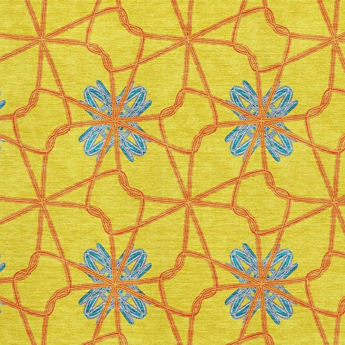 8' X 10' Yellow Blue And Red Geometric Washable Area Rug With UV Protection
