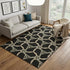 5' X 8' Black Beige And Ivory Geometric Washable Area Rug With UV Protection