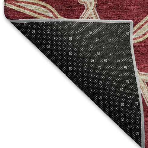 8' X 10' Burgundy And Gray Geometric Washable Area Rug With UV Protection