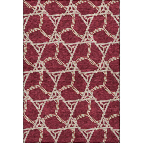 8' X 10' Burgundy And Gray Geometric Washable Area Rug With UV Protection