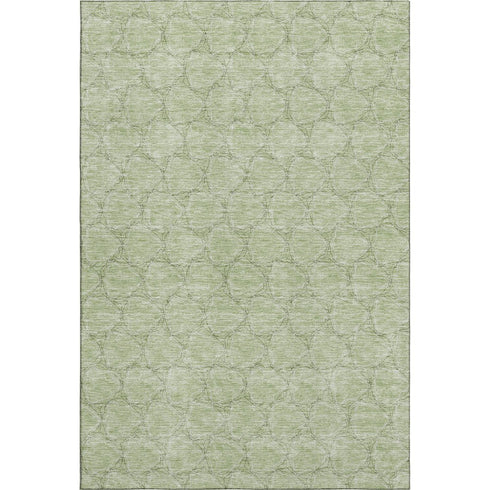 8' X 10' Artichoke Green And Ivory Geometric Washable Area Rug With UV Protection
