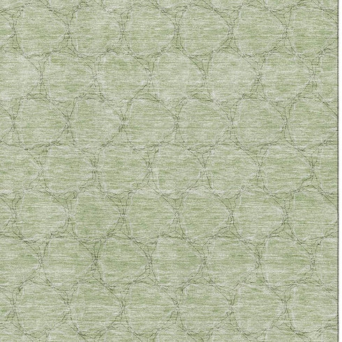 8' X 10' Artichoke Green And Ivory Geometric Washable Area Rug With UV Protection