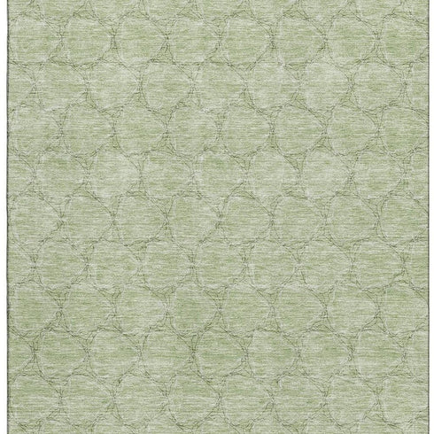 8' X 10' Artichoke Green And Ivory Geometric Washable Area Rug With UV Protection