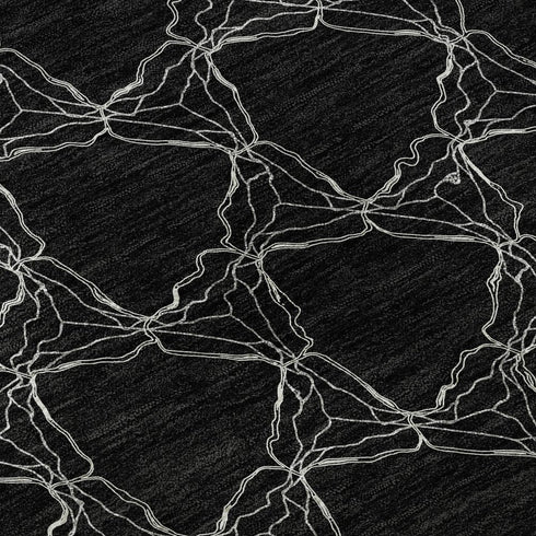 5' X 8' Black And Ivory Geometric Washable Area Rug With UV Protection
