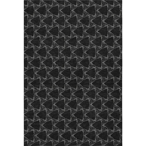 5' X 8' Black And Ivory Geometric Washable Area Rug With UV Protection