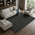 9' X 12' Black And Ivory Geometric Washable Area Rug With UV Protection