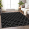9' X 12' Black And Ivory Geometric Washable Area Rug With UV Protection