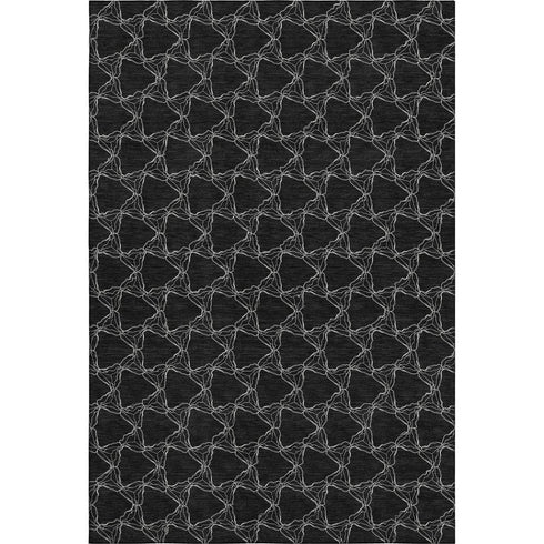 9' X 12' Black And Ivory Geometric Washable Area Rug With UV Protection
