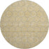 8' Wheat Ivory And Gray Geometric Washable Round Rug With UV Protection