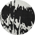 8' Black And Ivory Abstract Washable Round Rug With UV Protection