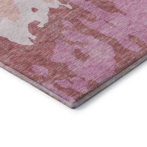 5' X 8' Blush And Pink Abstract Washable Area Rug With UV Protection
