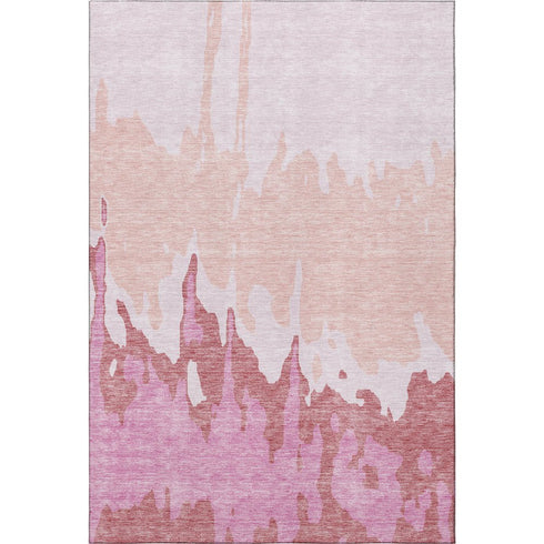 8' X 10' Blush And Pink Abstract Washable Area Rug With UV Protection