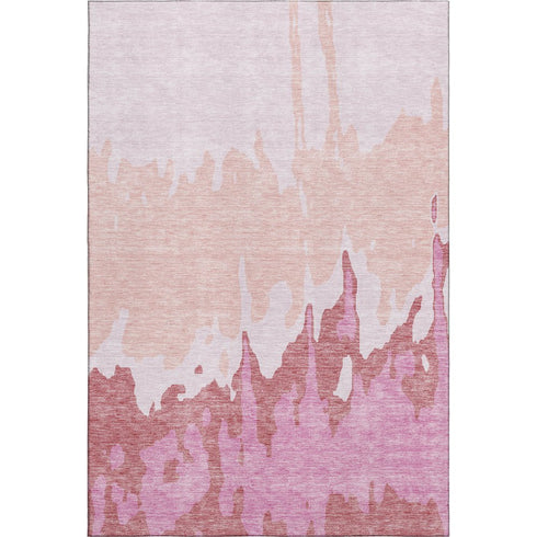 8' X 10' Blush And Pink Abstract Washable Area Rug With UV Protection