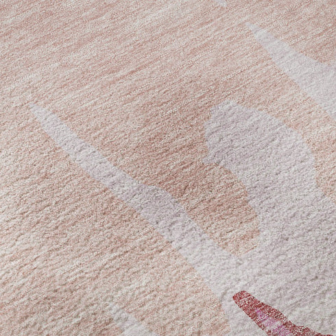 8' X 10' Blush And Pink Abstract Washable Area Rug With UV Protection