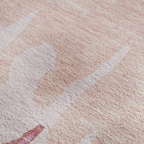 8' X 10' Blush And Pink Abstract Washable Area Rug With UV Protection