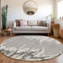 8' Gray And Silver Abstract Washable Round Rug With UV Protection