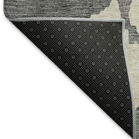 8' X 10' Gray And Silver Abstract Washable Area Rug With UV Protection