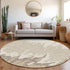 8' Ivory Beige And Khaki Abstract Washable Round Rug With UV Protection