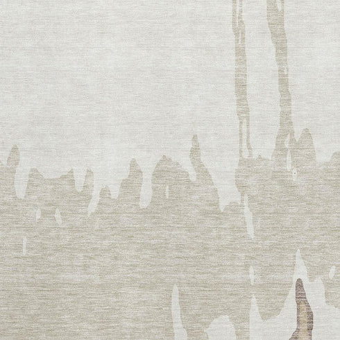 9' X 12' Ivory Beige And Khaki Abstract Washable Area Rug With UV Protection