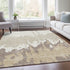 9' X 12' Ivory Beige And Khaki Abstract Washable Area Rug With UV Protection