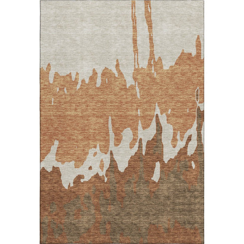 9' X 12' Rust Beige And Brown Abstract Washable Area Rug With UV Protection