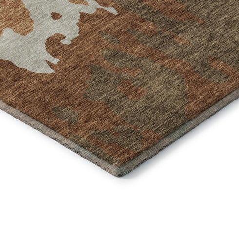 9' X 12' Rust Beige And Brown Abstract Washable Area Rug With UV Protection