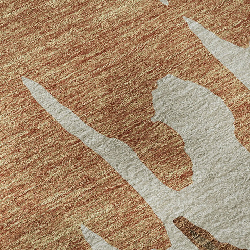 9' X 12' Rust Beige And Brown Abstract Washable Area Rug With UV Protection