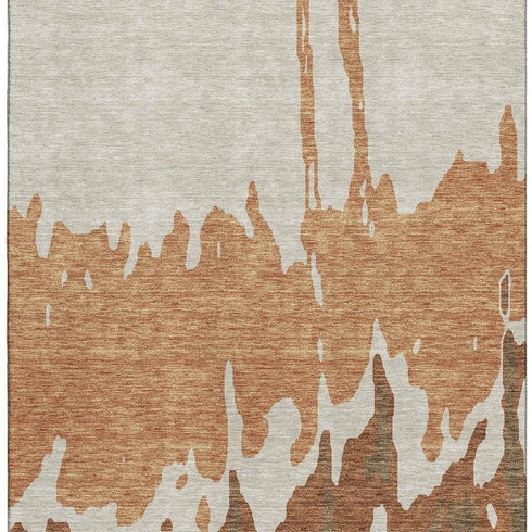 9' X 12' Rust Beige And Brown Abstract Washable Area Rug With UV Protection