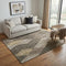 5' X 8' Brown Beige And Gray Geometric Washable Area Rug With UV Protection