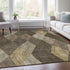9' X 12' Brown Beige And Gray Geometric Washable Area Rug With UV Protection