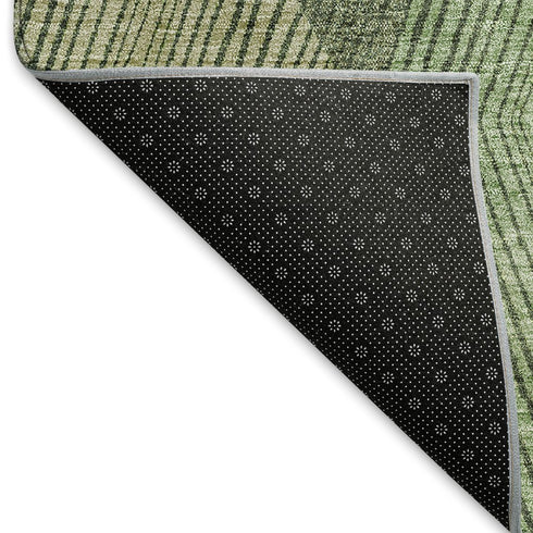8' X 10' Green Gray And Sage Geometric Washable Area Rug With UV Protection