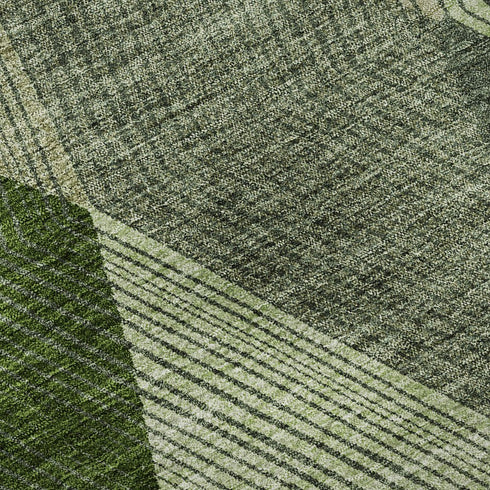 8' X 10' Green Gray And Sage Geometric Washable Area Rug With UV Protection