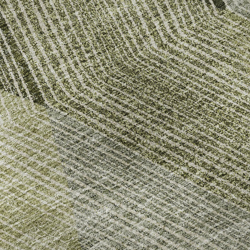 5' X 8' Olive Green Gray And Ivory Geometric Washable Area Rug With UV Protection