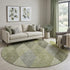 8' Olive Green Gray And Ivory Geometric Washable Round Rug With UV Protection