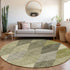 8' Olive Green Gray And Ivory Geometric Washable Round Rug With UV Protection