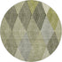 8' Olive Green Gray And Ivory Geometric Washable Round Rug With UV Protection