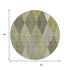 8' Olive Green Gray And Ivory Geometric Washable Round Rug With UV Protection