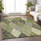 9' X 12' Olive Green Gray And Ivory Geometric Washable Area Rug With UV Protection