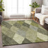9' X 12' Olive Green Gray And Ivory Geometric Washable Area Rug With UV Protection