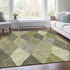 9' X 12' Olive Green Gray And Ivory Geometric Washable Area Rug With UV Protection