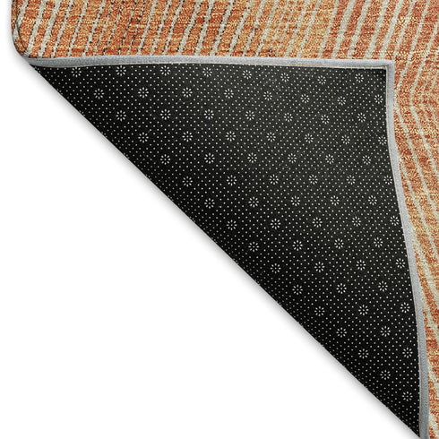 5' X 8' Orange Salmon And Ivory Geometric Washable Area Rug With UV Protection