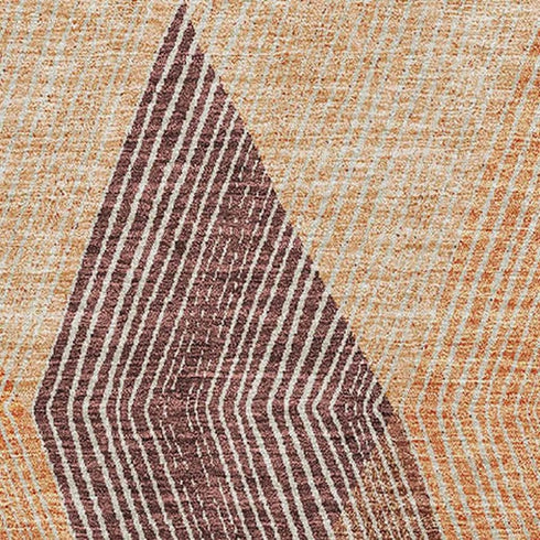 5' X 8' Orange Salmon And Ivory Geometric Washable Area Rug With UV Protection