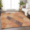8' X 10' Orange Salmon And Ivory Geometric Washable Area Rug With UV Protection