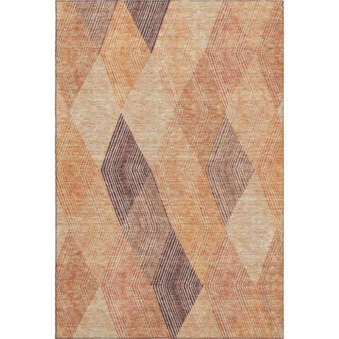 8' X 10' Orange Salmon And Ivory Geometric Washable Area Rug With UV Protection